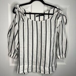 Zara Striped 3/4 Balloon Sleeved Top Women’s Small Oversized